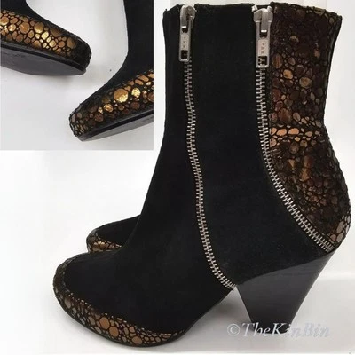 Botín Martina & Peter Helle Comfort 39EU 8/8.5N Negro Gamuza Dorado Cremallera Foto 1 de 4