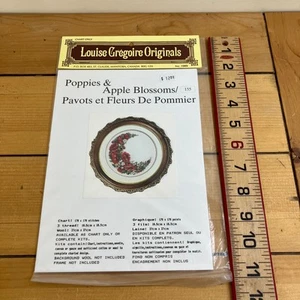Poppies & Apple Blossoms Petit Point Embroidery CHART ONLY Vtg Louise Gregoire - Picture 1 of 3