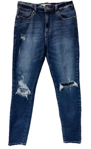 KanCan Women's Distressed Mid-Rise Skinny Jeans Size 9/28 Denim Blue Stretch - Picture 1 of 7