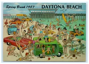 Vintage 1987 Daytona Beach Spring Break Comic gewagte kontinentale Postkarte E1 - Bild 1 von 2