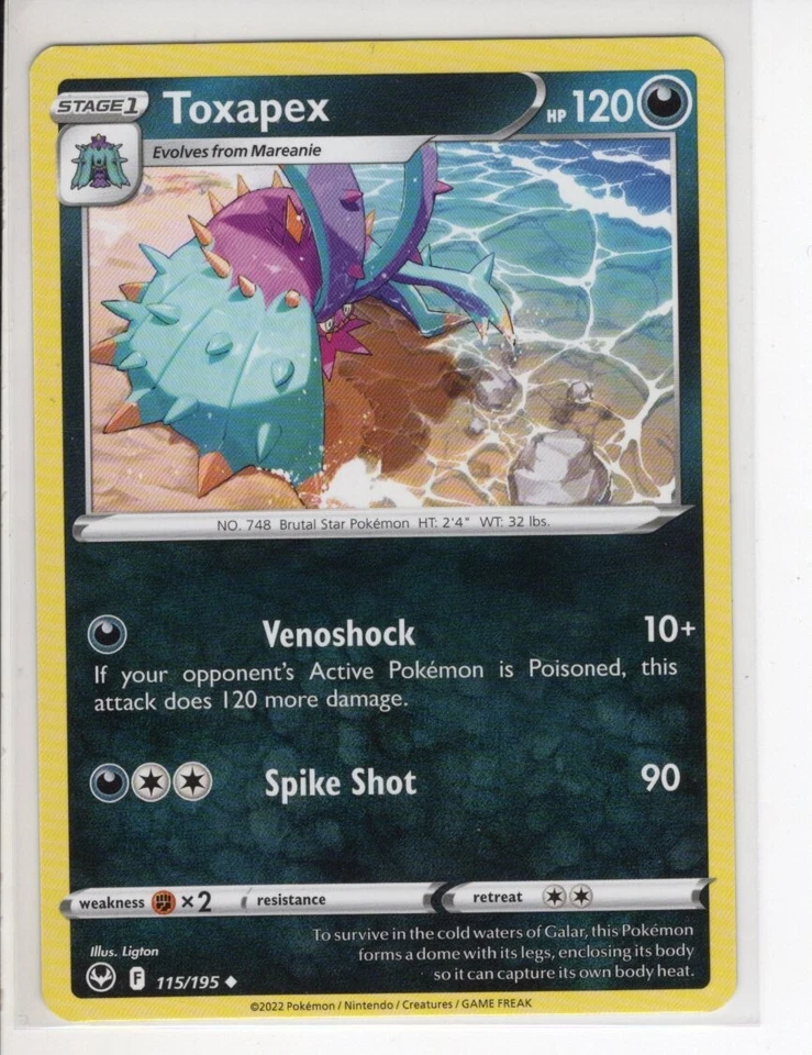TOXAPEX SILVER TEMPEST SET POKEMON CARD 115/195 NM/M - Image 1 of 1
