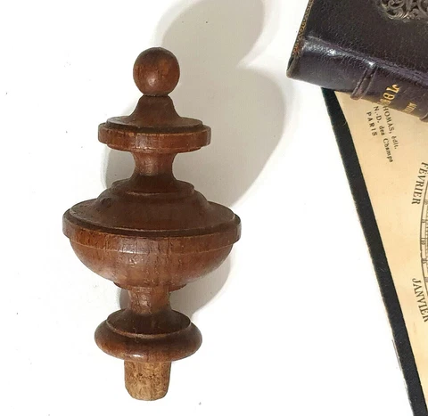 Post finial antique French wood turned topper Architectural salvage 3.94 in Cover
