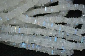 Natural Blue Flash White Rainbow Square Plain Heishi Beads Wholesale 16 Inches - Picture 1 of 3