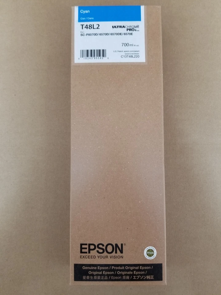 Tinta cian Epson UltraChrome PRO6 ORIGINAL 700 ml para P8570/P6570 (T48L220) Foto 1 de 1