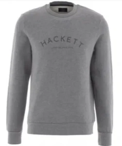 Hackett London HM581011/945 Classic Fit Logo Crew Neck Sweatshirt Grey Size S - Picture 1 of 9