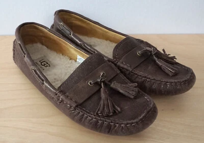 UGG Womens Brown Tassel Leather Sherpa Lined Moccasins Size 5 - Image 1 of 4