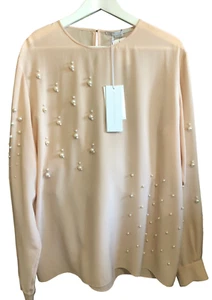 NEW Stella McCartney Silk Chiffon Blouse Sz 14 NWT $1,375 Blush Rose Sheer ITALY - Picture 1 of 7