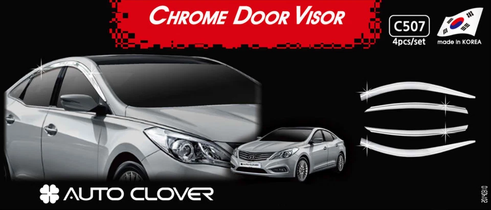 Visera de ventana cromada protector de ventilación para sol lluvia 4P C507 Ems para Hyundai Azera 2012~2017 Foto 1 de 4
