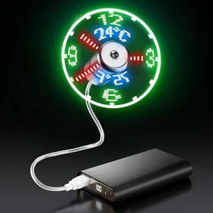 Neu USB Uhr Lüfter mit Echtzeit Uhr und Temperaturanzeige Funktion - Bild 1 von 7