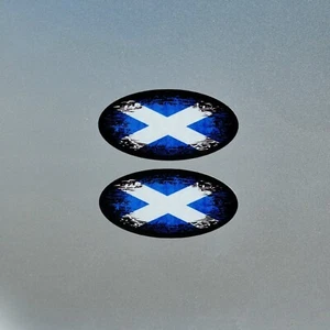2x Schottland Schottische Flagge Verblassen auf Schwarz Oval Vinyl Aufkleber Aufkleber für Auto 75x38mm - Bild 1 von 1