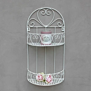 Vintage Regal Wandregal Standregal Küche Bad Rund Metall Shabby Weiß Landhaus - Bild 1 von 3