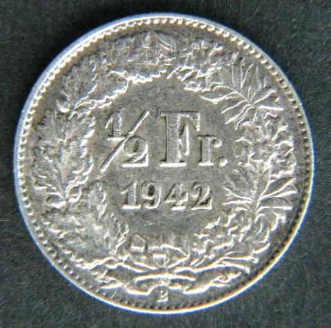 Roughly the Size of a Dime 1942 B Switzerland 1/2 Franc World .835 Silver Coin Cover