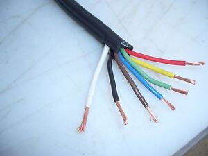 Trailer Light Cable Wiring Harness 7 Wire 6-12 & 1-10 Gauge Jacketed Black