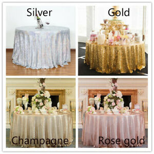 Glitter Sequin Tablecloth Round Table Cloth Topper Wedding Party Banquet Fabric