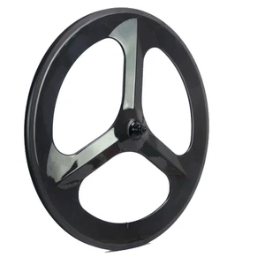 700C 3 Spokes Wheel Carbon Bicycle Wheelset Clincher Tubular for Road Track Bike - Picture 1 of 13