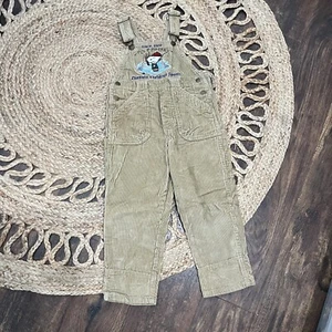 Vintage Peanuts Fish Flying Snoopy Overalls Corduroy Size 3T Brown - Picture 1 of 6