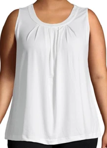 Grace Pleated Neck Stretch Crepe Blouse Top 1X 2X Slightly Off-White NWT $38 - Picture 1 of 3