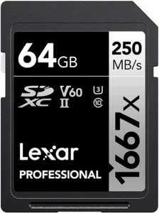 64GB Professional 1667X SDXC Memory Card, UHS-II, C10, U3, V60, Full-Hd & 4K Vid - Picture 1 of 7
