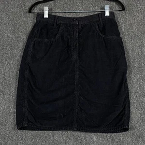 United Colors of Benetton Womens 44 Straight Pencil Skirt Black Corduroy Slit - Picture 1 of 10