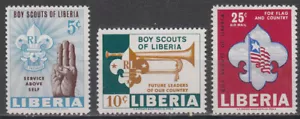 W LIBERIA 0421-422+C164 JAMAICA BOY SCOUT JAMBOREE PERFORATED SET - Picture 1 of 1
