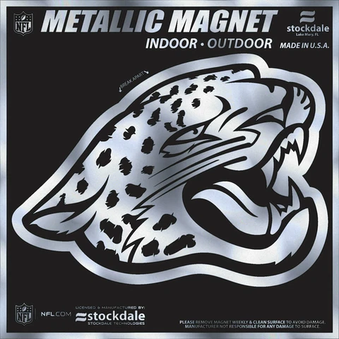Jacksonville Jaguars 6" MAGNET Silver Metallic Style Vinyl Auto Home Football Cover