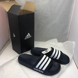 adidas Men's Adilette Shower Slide Sandal, Navy Blue/white AQ1703 Size 13 - Picture 1 of 9