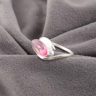 Pink Tourmaline Gemstone 925 Sterling Silver Ring Handmade Jewelry Ring For Gift - Image 1 of 3