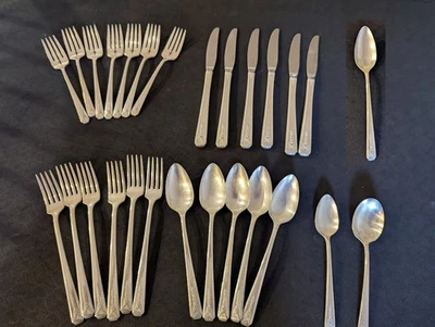 Cubiertos Oneida Community Milady plateados 27 piezas rejilla horquillas cuchillos cucharas Foto 1 de 4