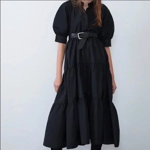 Vestido midi manga abullonada Zara Sea con cinturón negro talla XL - Imagen 1 de 6