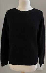 Aritzia Wilfred Free Isabelli Waffelstrick Merino Rundhalsausschnitt Pullover schwarz Gr. M gebraucht, in einwandfreiem Zustand - Bild 1 von 5