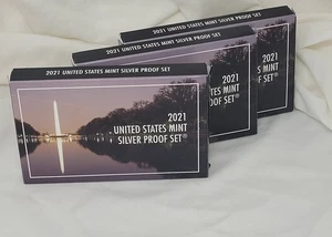 (3) Juegos de prueba de plata 2021-S caja OGP certificado de autenticidad completo .999 10c 25c 50c 30 monedas - Imagen 1 de 1