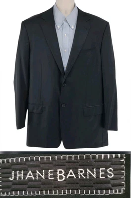 Jhane Barnes Blazer Sport Coat Full Canvas Mens 44L Two Button Black Wool - Image 1 of 4