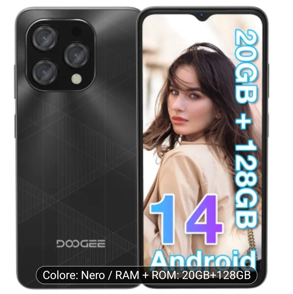 DOOGEE N55PLUS 6,56  Smartphone 20GB+128GB/TF 1 TB Android 14 5150mAh Nuovo - Immagine 1 di 4