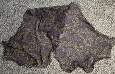 Vintage Women's RALPH LAUREN Long Scarf Paisley Sheer Green Label - Image 1 of 4