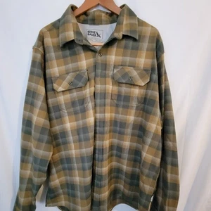 Men's Eddie Bauer Soft Flannel Long Sleeve Shirt 2XL XXL Green Brown Plaid - Picture 1 of 3
