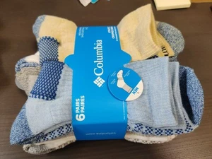 Men's Columbia Athletic Crew Socks 6 Pairs Six Pack Black Gray Shoe Size 6-12 - Picture 1 of 1