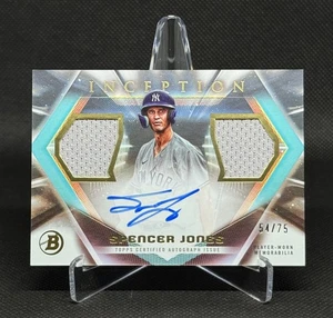 2023 Bowman Inception Spencer Jones Relic Auto Rookie RC / 75 Yankees # IADR-SJJ - Picture 1 of 5