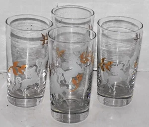 Vintage Mid Century Tänzelndes Pferd Wasser Trinkgläser 4er Set - Bild 1 von 7