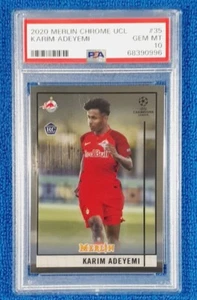 2020 Topps Chrome UCL Merlin #35 Karim Adeyemi RC PSA 10 GEM-MT "POP" 9 Dortmund - Picture 1 of 3