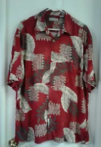 Hollis River Men's Hawaiian Shirt Button Up Red Tropical Size L - Picture 1 of 5