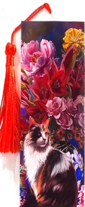 CALICO CAT FLOWERS/KITTEN/FELINE/ANIMAL UNIQUE EXQUISITE LAMINATED BOOKMAKER - Picture 1 of 1