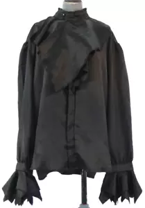 Vintage Rabe Shirt schwarz Satin Gothic Rave Punk ausgefallen Vampir Barock Dandy L - Bild 1 von 12
