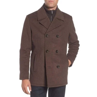 Kenneth Cole Mens New York Wool Coat Peacoat Brown Size S MSRP $250 - Image 1 of 2