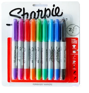 Twin Tip Assorted Permanent Fine Point Marker High-quality ink Sharpie Pack 9 pc - Picture 1 of 9