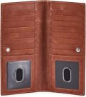 Long Wallet for Men Women Real Leather Bifold RFID Stylish Slim Cognac 