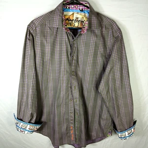 Robert Graham Flip Cuff Schnurrbart 100% Baumwolle Herren Gr. M Langarm Knopf AB59 - Bild 1 von 16