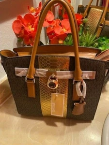 Michael Kors Umhängetasche Hamilton braun goldfarben mittelgroß mit Trägern - Bild 1 von 4