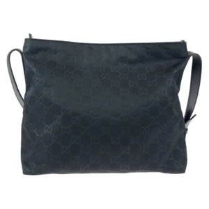 GUCCI Shoulder Cross Body Bag Purse GG Nylon Leather 314529 Black #33 - Picture 1 of 9