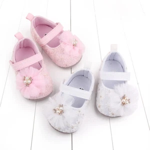 Kid Girl Newborn Holiday Flower Infant Baby Toddler Slippers Party Dress Shoes - Picture 1 of 11