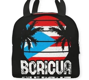 Boricua Insulated Lunch Bag Reusable Cooler Tote Front Pocket Puerto Rico - Picture 1 of 3